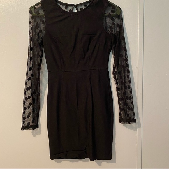 Lulus Little Black Polkadots Mini Dress Small - Picture 1 of 6